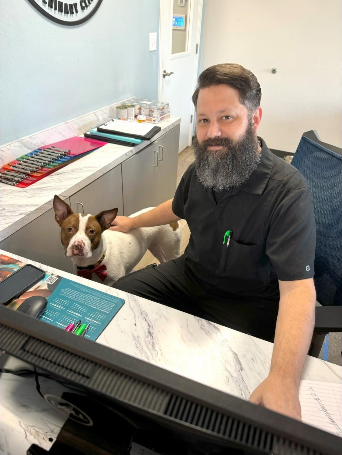 Staff Holding Dog